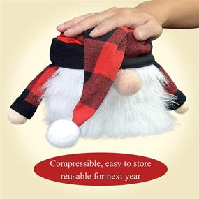 img 2 attached to Hongsome Gnome Christmas Tree Topper: Large 23.6 Inch Plaid Hat with Buffalo Check, Scandinavian Gnomes Plush Decoration for Holiday Home Décor Toy - Red & Black Xmas Santa Tomte Tree Toppers