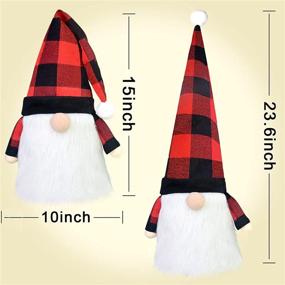 img 3 attached to Hongsome Gnome Christmas Tree Topper: Large 23.6 Inch Plaid Hat with Buffalo Check, Scandinavian Gnomes Plush Decoration for Holiday Home Décor Toy - Red & Black Xmas Santa Tomte Tree Toppers