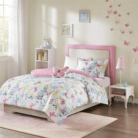 img 4 attached to 🦋 Mi Zone Kids Cynthia Comforter for Girls - Microfiber Animal Butterfly Print, Modern All Season Down Alternative Kids Bedding Set with Matching Sham and Decorative Pillow - Twin Size (66"x86") in Pink