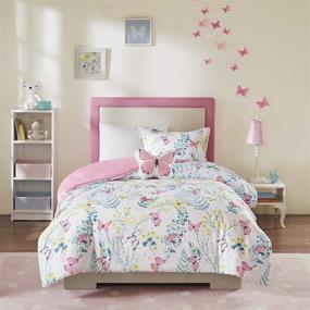 img 2 attached to 🦋 Mi Zone Kids Cynthia Comforter for Girls - Microfiber Animal Butterfly Print, Modern All Season Down Alternative Kids Bedding Set with Matching Sham and Decorative Pillow - Twin Size (66"x86") in Pink