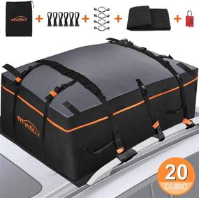 img 4 attached to 🚚 20 Cubic Feet Waterproof Rooftop Cargo Carrier - Anti-Slip Mat & Reinforced Straps - Ideal Car Top Carrier for All Vehicles with or without Rack