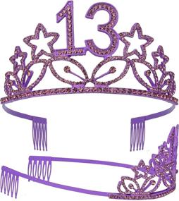img 1 attached to 🎉 13th Birthday Party Set: Purple Tiara, Sash, and Crown Decorations for Girls