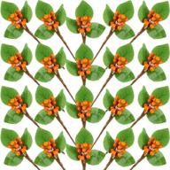 vibrant set of 20 orange artificial holly berries twig stem faux flowers - ideal for christmas tree decorations and diy crafts (style b) logo