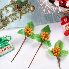 img 1 attached to Vibrant Set of 20 Orange Artificial Holly Berries Twig Stem Faux Flowers - Ideal for Christmas Tree Decorations and DIY Crafts (Style B)