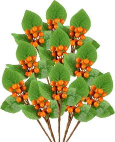 img 2 attached to Vibrant Set of 20 Orange Artificial Holly Berries Twig Stem Faux Flowers - Ideal for Christmas Tree Decorations and DIY Crafts (Style B)