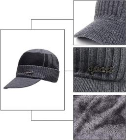 img 1 attached to 🧢 YOYEAH Men's Outdoor Newsboy Hat Winter Warm Thick Knit Beanie Cap with Visor and Fleece Lining for Skull Skiing