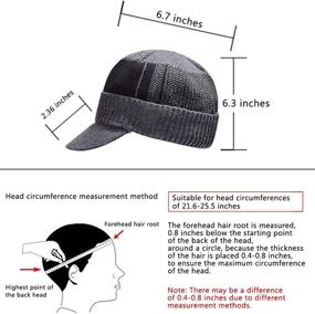 img 3 attached to 🧢 YOYEAH Men's Outdoor Newsboy Hat Winter Warm Thick Knit Beanie Cap with Visor and Fleece Lining for Skull Skiing