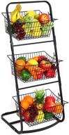 🍎 finnhomy 3-tier market basket: organizer for kitchen or bathroom, hanging metal storage bin for fruits, vegetables, and produce логотип