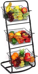 img 4 attached to 🍎 Finnhomy 3-Tier Market Basket: Organizer for Kitchen or Bathroom, Hanging Metal Storage Bin for Fruits, Vegetables, and Produce