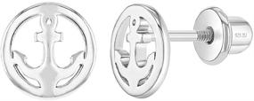 img 4 attached to ⚓️ 925 Sterling Silver 7mm Nautical Anchor Screw Back Earrings for Youth & Tweens - Beautiful Nautical Stud Earrings, Little Adventurer or Sea Lover Kids