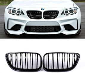 img 4 attached to 👨 SNA Front Kidney Grill Set - Compatible for 2014-2020 2 Series F22 F23 F87 M2 - Gloss Black ABS Double Slats, 2-pc Set