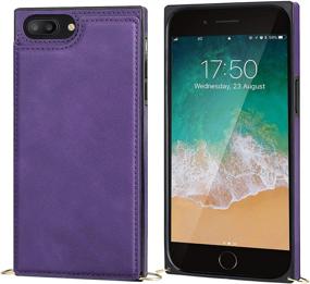 img 2 attached to 👛 Bocasal Crossbody Wallet Case for iPhone 7 Plus/8 Plus Credit Card Holder PU Leather Kickstand Shockproof Detachable Cross Body Strap Lanyard Magnetic Closure 5.5 inch - Stylish and Secure Purple iPhone Case with Crossbody Function