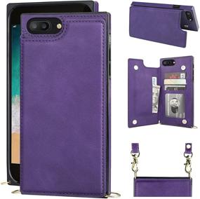 img 4 attached to 👛 Bocasal Crossbody Wallet Case for iPhone 7 Plus/8 Plus Credit Card Holder PU Leather Kickstand Shockproof Detachable Cross Body Strap Lanyard Magnetic Closure 5.5 inch - Stylish and Secure Purple iPhone Case with Crossbody Function