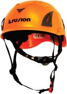 🔶 fusion climb meka ii orange climbing helmet for mountain construction safety, bungee zipline & protection logo