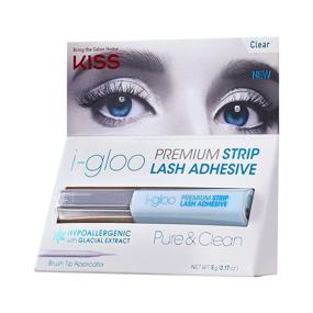 img 3 attached to 💋 KISS i-gloo Clear Strip Lash Adhesive with Glacial Extract - Hypoallergenic, Dermatologist Tested, Formaldehyde Free - Contact Lens Friendly, Strong Eyelash Glue with Brush Tip Applicator - 0.17 oz