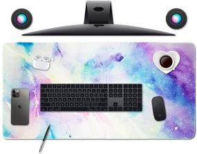 img 4 attached to Desk Size Mouse Pad Office Mousepad Large Decorative Mouse Pads X-Large Gaming Mouse Mat Rubber Base Stiched Edges XXL XXXL Gamepad For PC Laptop Computer Simple Design Marble HD Print (06Galaxy1)