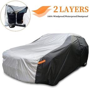 img 4 attached to 🚗 XicBoom SUV Car Cover - Waterproof All Weather Outdoor Protection, 2 Layers Full Cover with Zipper, Sun Rain Snow UV Shield, Fits SUV Jeep-Length (up to 175 inches)