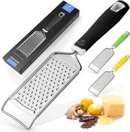 🧀 zulay kitchen professional cheese grater stainless steel - durable rust-proof metal lemon zester grater with handle - flat handheld grater for cheese, chocolate, spices, and more - black: a high-quality cheese grater for all your culinary needs logo