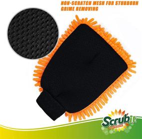 img 1 attached to 🧤 SCRUBIT Microfiber Car Wash Mitts – Scratch-Free Chenille Cleaning Gloves for Dirt &amp; Bugs - Premium Sponge Cloths for Cars, Trucks, and Boats - 2 Pack