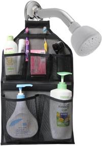 img 1 attached to Black Mesh Hanging Shower Caddy Organizer with Rotatable Hanger by MISSLO