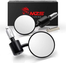 img 4 attached to 🛵 7/8 Round Bar End Mirrors | MZS Motorcycle Rear View Mirror | Hollow Classic CNC Black | Compatible with Street, Sport, Naked Road Bike, Cruisers, Touring, Scooter