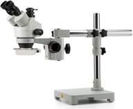 🔬 swift s7 7x-45x trinocular stereo microscope on single-arm boom stand with wide-field 10x eyepieces, 0.7x-4.5x zoom objective lens, and 56-bulb led ring light logo