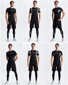 img 3 attached to 👕 5-Piece Men's Compression Gym Clothing Set - Long Sleeve Top, Jacket, and Pants for Workouts