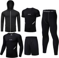 👕 5-piece men's compression gym clothing set - long sleeve top, jacket, and pants for workouts logo