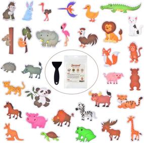 img 4 attached to 🐾 32 PCS Secopad Non Slip Bathtub Stickers with Adhesive Kids Animals Thread Design for Improved Shower and Bath Tub Safety, Includes Premium Scraper