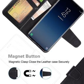 img 2 attached to Чехол Arae для Samsung Galaxy S9 Plus с ремешком на запястье и подставкой - чехол-кошелек из искусственной кожи с карманами для удостоверения личности и кредитных карт - черный