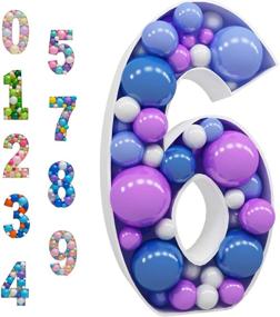 img 4 attached to 🎈 Mosaic Balloon Frame Marquee Light Up Numbers - 6 Pre-Cut Tall Large Foam Board Sign Cut-out for Boy Girl Birthday Backdrop & Anniversary Decoration