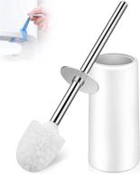 premium toilet brush set with long handle, stainless steel holder & toilet seat lifter - effective bathroom cleaning tool logo