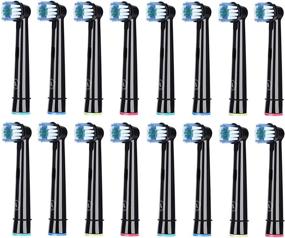 img 4 attached to 16 Pack of Aster Compatible Oral B Braun Replacement Brush Heads in Black