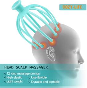 img 2 attached to 🧖 Head Scalp Massagers for Headache Relief and Scalp Stress Relaxation - 12 Roller Balls Prongs Head Massage Scratcher for Deep Relaxation, Hair Stimulation - Ergonomic Handle - 2PC Set in Blue and Pink