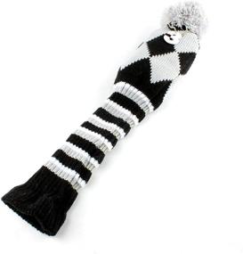 img 2 attached to 🧦 Vintage Pom Pom Sock Headcover Set - Knit 3 Pieces in Gray & Black - Brand New