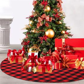img 4 attached to 🎄 Large 48 Inch Red Christmas Tree Skirt – Plaid Buffalo Checked Skirt for Indoor/Outdoor Tree Decorations and Ornaments