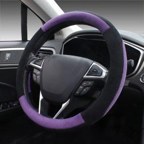 img 4 attached to SEG Direct Purple Plush Winter Auto Автомобильный чехол на руль Универсальный 15 дюймов