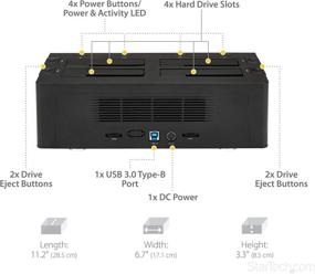 img 1 attached to 📁 StarTech SDOCK4U33 - 4 Bay USB 3.0 Hard Drive Docking Station with UASP, Supports 2.5" and 3.5" SATA SSD HDD, Multiple External Hard Drive Dock (Quad Bay, Black)