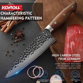 img 3 attached to 🔪 KONOLL 8-дюймовый поварской нож - профессиональный ручной работы кухонный нож, полнотелая деревянная рукоятка - мясной клеймор из немецкой стали HC