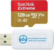 📸 sandisk extreme 128gb microsdxc memory card for dji pocket 2 osmo series | uhs-1 u3 / v30 a2 | 4k class 10 speed grade 3 (sdsqxa1-128g-gn6mn) | bundle with 1 everything but stromboli sd & micro card reader logo