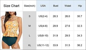 img 1 attached to 👙 Ferbía Women's Falbala Bikini Set with Halter Neckline - High Waisted Swimsuit 2 Piece Ruffle Tummy Control Peplum Tankini with Spaghetti Straps