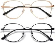 stylish blue light blocking cat eye glasses for women - 2 pack, metal frame - andwood logo