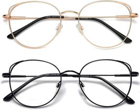 img 4 attached to Stylish Blue Light Blocking Cat Eye Glasses for Women - 2 Pack, Metal Frame - ANDWOOD