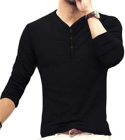 img 1 attached to 👕 Stylish MLANM Casual Henley Men's T-Shirt for Fashionable Men