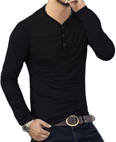 img 3 attached to 👕 Stylish MLANM Casual Henley Men's T-Shirt for Fashionable Men