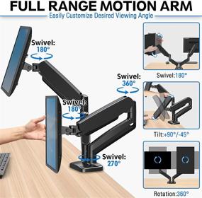img 2 attached to 🖥️ Полностью регулируемый газовый пружинный двухмониторный кронштейн - Кронштейн MOUNTUP для двух компьютерных экранов до 32 дюймов - Кронштейн для монитора на столе с зажимом типа C и основой для установки в отверстие - MU0005