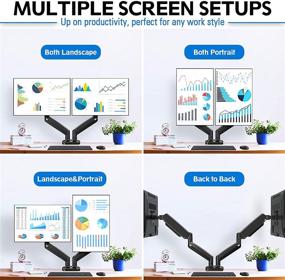 img 1 attached to 🖥️ Полностью регулируемый газовый пружинный двухмониторный кронштейн - Кронштейн MOUNTUP для двух компьютерных экранов до 32 дюймов - Кронштейн для монитора на столе с зажимом типа C и основой для установки в отверстие - MU0005