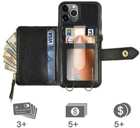 img 2 attached to LAMEEKU iPhone 11 Pro Wallet Case: Stylish Crossbody Purse with Card Holder, 📱 Zipper Closure, and Wrist Strap - Compatible with iPhone 11 Pro 5.8 Inch, Black