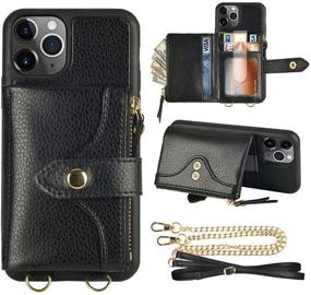 img 4 attached to LAMEEKU iPhone 11 Pro Wallet Case: Stylish Crossbody Purse with Card Holder, 📱 Zipper Closure, and Wrist Strap - Compatible with iPhone 11 Pro 5.8 Inch, Black