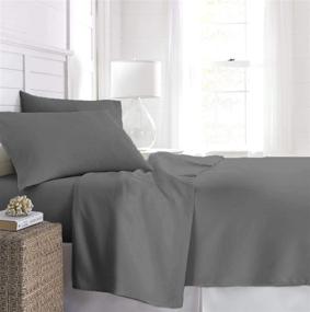 img 4 attached to Gray Twin Fitted Sheet Set by Beckham Hotel Collection – Includes 2 Sheets with Deep Pockets